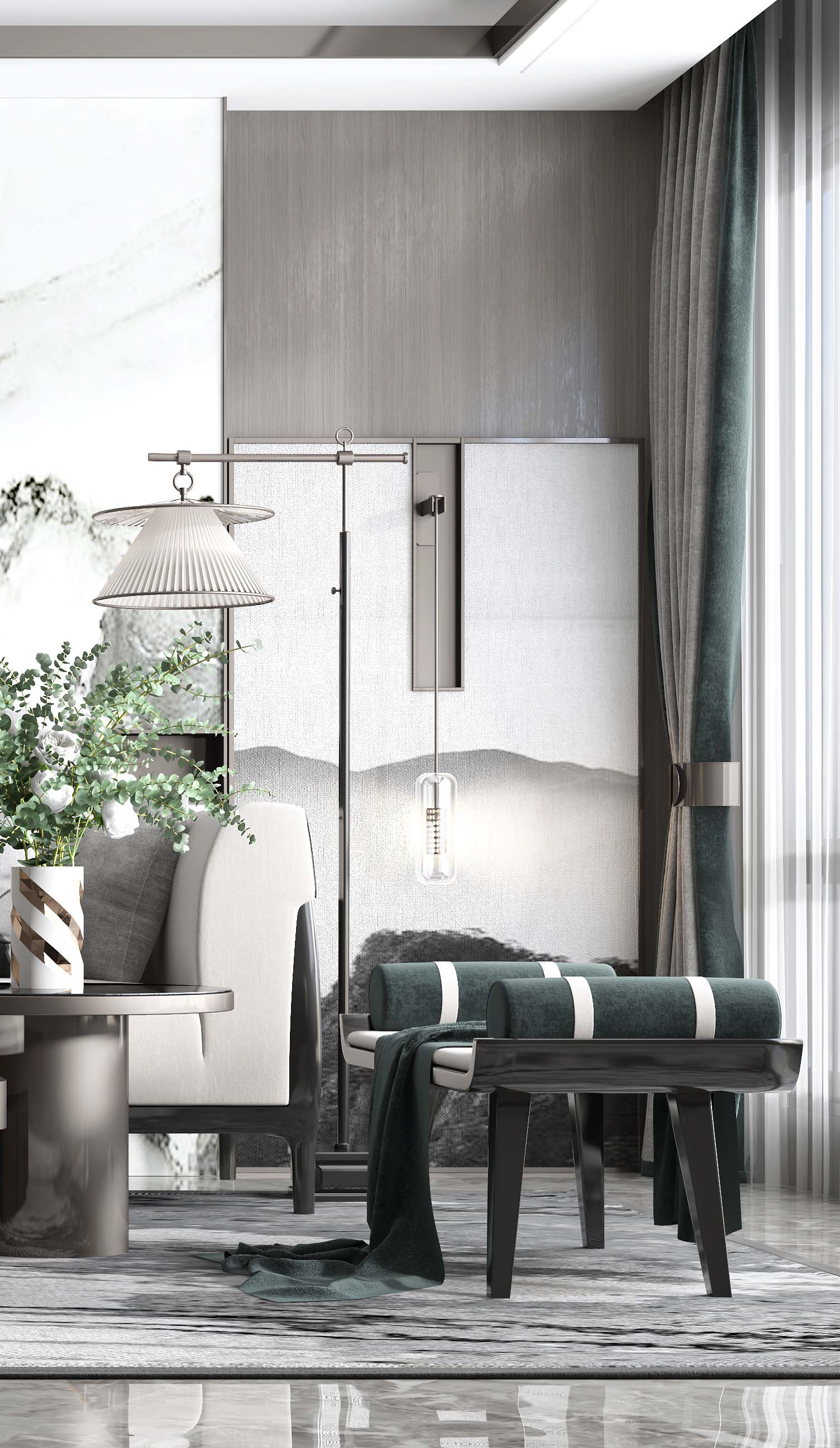 新中式高级灰客厅